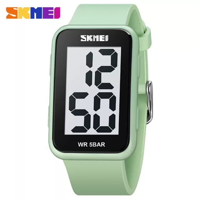 SKMEI Digital Watch Rectangle Sport Wristwatch Big Numerals Boy Girl LED Watches