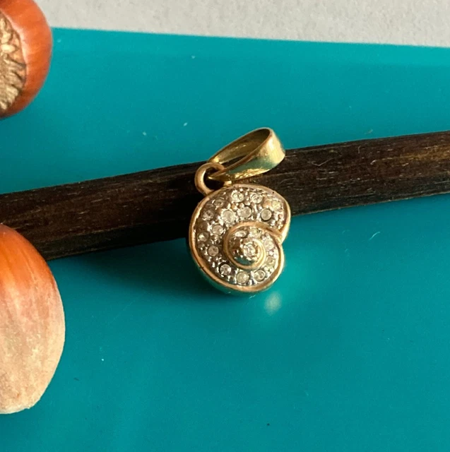 Imposante Chaine Collier Dorée et Pendentif Miroir Signée