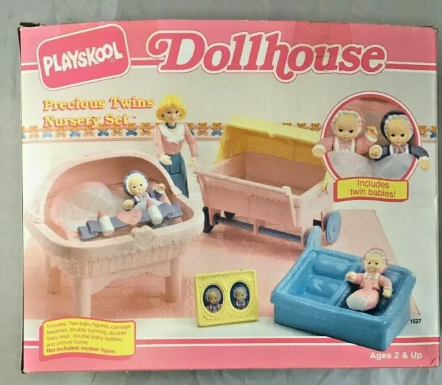 VINTAGE PLAYSKOOL DOLLHOUSE Precious Twins Nursery Set Complete