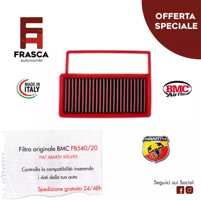 Filtro Aria Sportivo BMC FIAT  500 ABARTH 595 135cv 1.4 140 CV rigenerabile