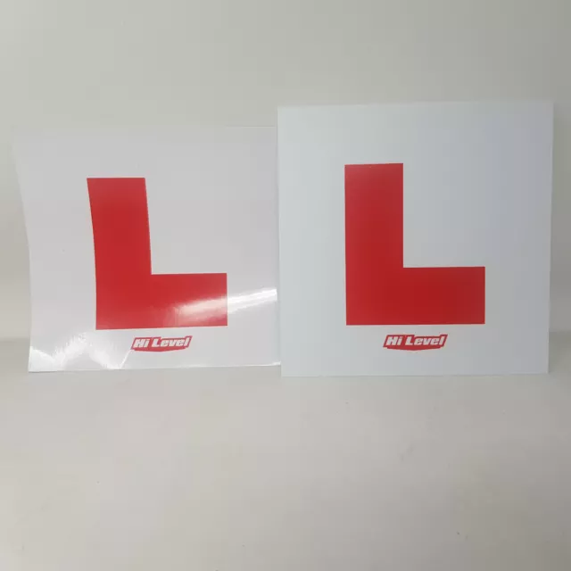 2 X UK Legal L Stiff L Plates NON ADHESIVE Weatherproof Learner Driver Motorcycl