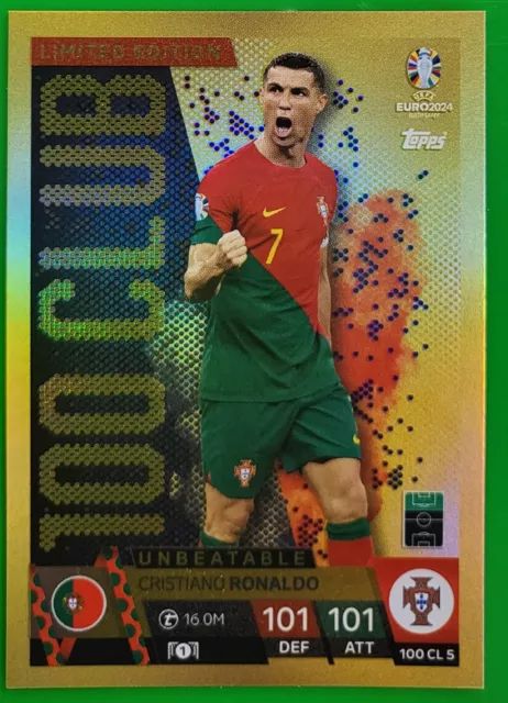 Topps Match Attax 100 Club Cristiano Ronaldo Limited Edition Uefa Euro 2024 CL5