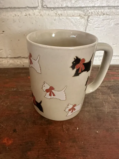 Vintage Coffee Mug Otagiri Black White Scotty Scottie Dogs Red Bows Japan