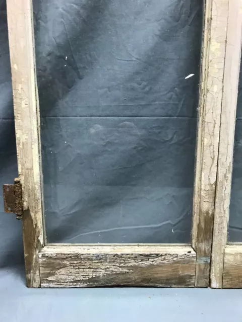 Pair Vintage 5 Lite Shabby Cabinet Cupboard Window Doors 13x42 Old 1706-22B 3