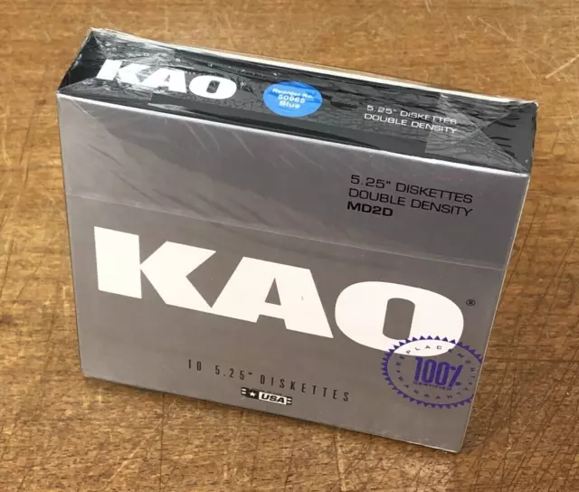 BOX OF 10 x MD2D - KAO 5.25" DD DOUBLE DENSITY DISKS - NOS SEALED