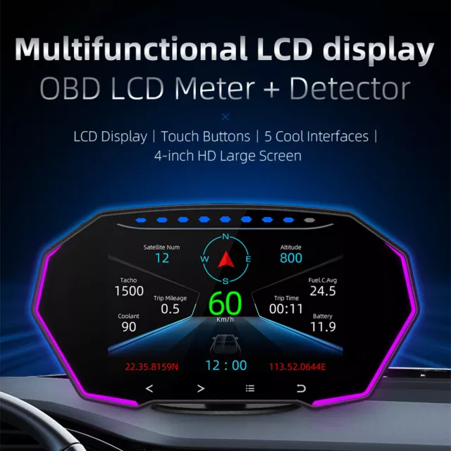 OBD2 GPS De Voiture Hud Tête Up Écran Numérique Compteur Turbo Head Up Display