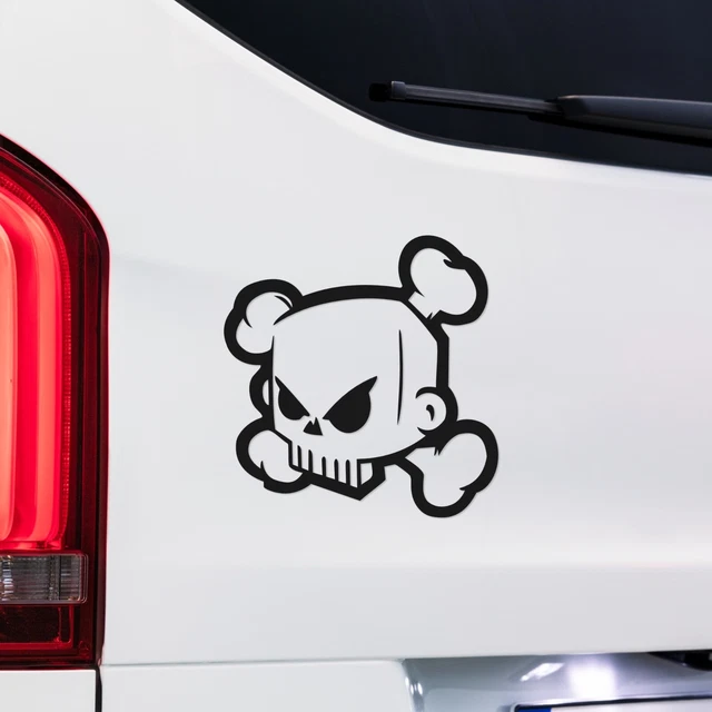 2x Skull Hood Decal - Vinyl Car Sticker For Window, Bumper, Truck - Gloss Black