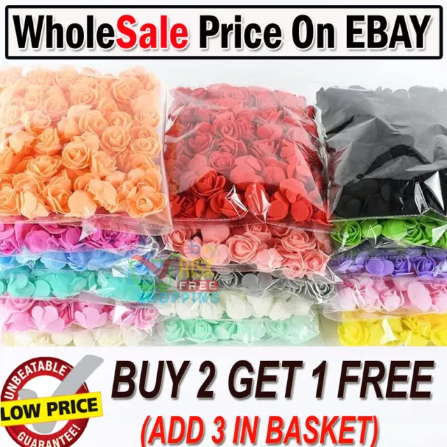 500 Foam Mini Roses WHOLESALE Heads Buds Small Flowers Wedding Home Party UK