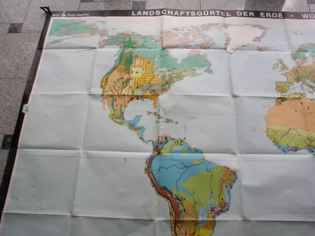 Schulwandkarte Mapa Del Mundo Landschaftsgürtel 270x170cm Vintage Tarjeta 1972 2