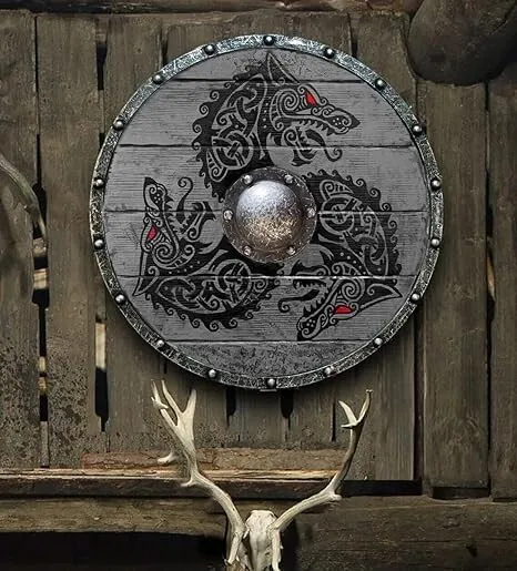 Fenrir Gray Wolf Authentic Battleworn Viking Shield