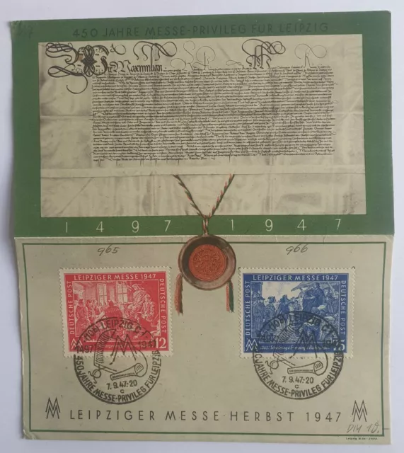 AK Faltkarte - Leipziger Messe 1947 - MI.Nr. 965+966 mit Sonderstempel 7.9.47