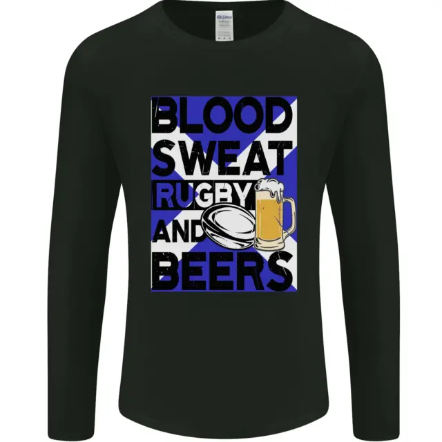 T-shirt a maniche lunghe Blood Sweat Rugby and Beers Scotland divertente