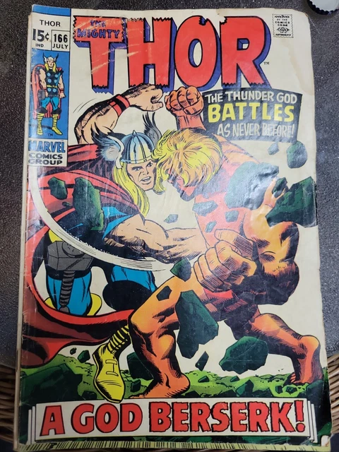 The Mighty Thor #166 Marvel Comics 1969 Silver Age Lee Kirby 2Nd Him Warlock Mid