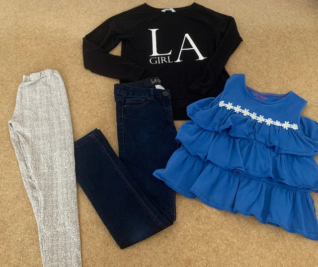 Pacchetto Abbigliamento Ragazza Next Jeans Zara Leggings Boden Blu Top Età 11-12 148-152 cm 2