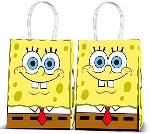SpongeBob Party Bags Supplies,12 PCS Candy Gift Bags for Kids Birthday Decora...