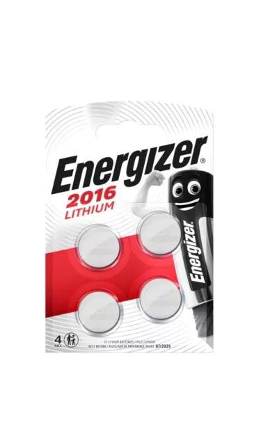 Energizer CR2016 Coin Cell Lithium Batteries - Pack of 4