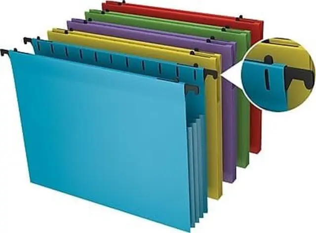 Poly Expanding Hanging File Pockets, Letter, Assorted, 5/Pack (3 Packs of 5)
