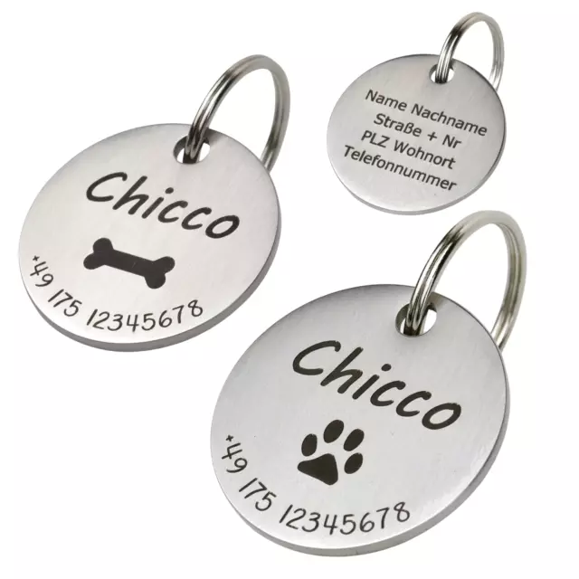 Hundemarke mit Gravur - Personalisiert mit Name für Hunde Welpen Katzen Tiermark