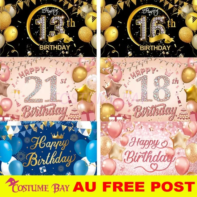 Happy Birthday Backdrop Banner Background Cloth Photo Party Large Decoration AU