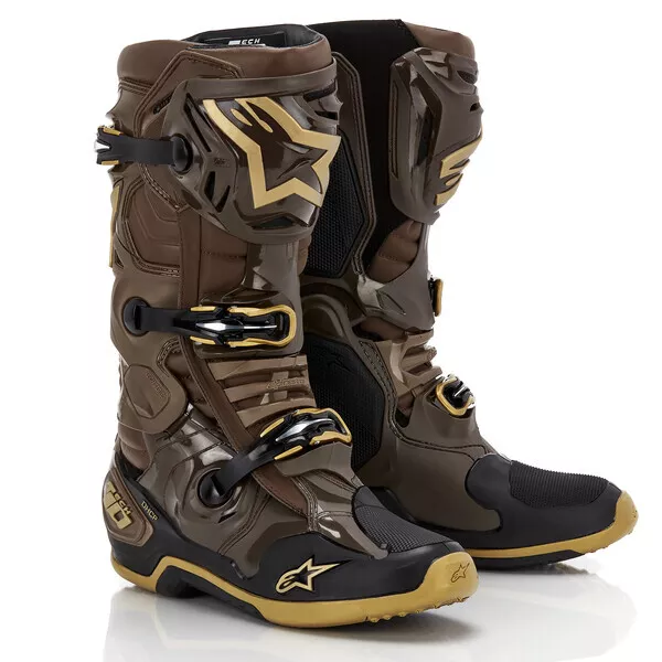 2023 Alpinestars Tech 10 Boots New Ltd Edition Squad 23 Brown Gold Motocross Le