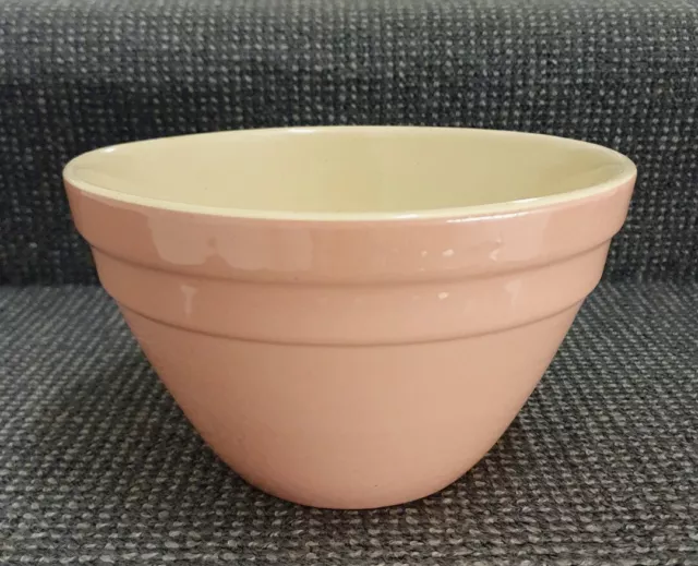 🔶️Vintage Pink Cream Hoffman Australian Pottery Pudding Mixing Bowl Farmhouse