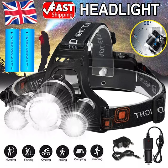 750000LM LED Headlamp Rechargeable Head Light Flashlight Torch Lamp Super Bright | UK