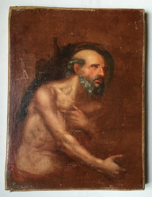 17th Century NEAPOLITAN OLD MASTER Oil Study SAINT JEROME Circle MATTIA PRETI