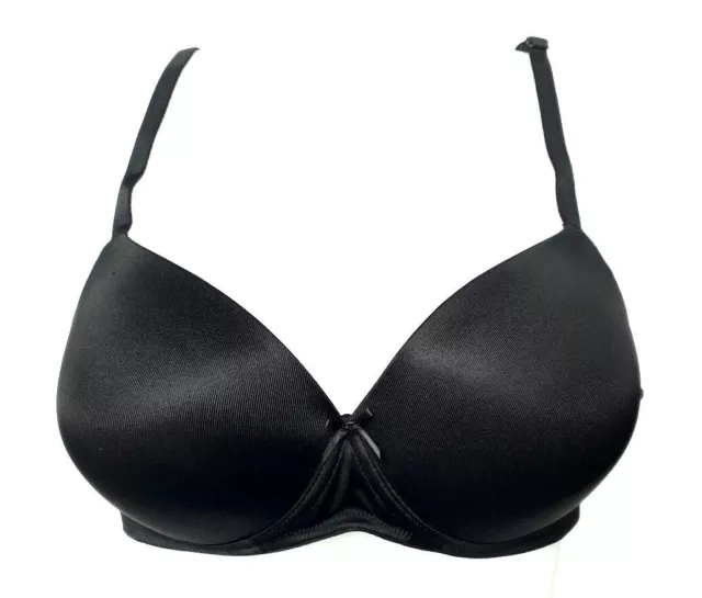 NEW M&S SIZE 34F Uk Black Satin Cup Underwired Lace Back Padded/Moulded  £4.99 - PicClick UK