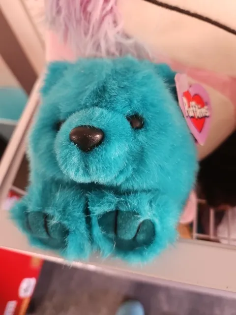 Swibco Puffkins Teal Telly Bear Plush Stuffed Animal w/ Tag 4" Toy 1990s