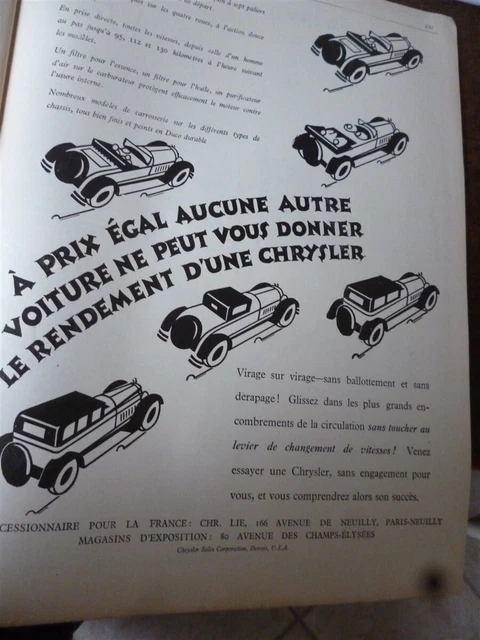 CHRYSLER voiture publicité papier ILLUSTRATION 1927