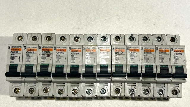 Interruttore Magnetotermico Merlin Gerin 20A – C60H MULTI9 – 1 Polo, Tipo 2 – Usato