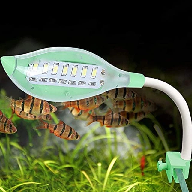 Aquarium Mini USB Lamp Tortoise Fish Tank Aquarium LED Clip on Leaf Head Light f