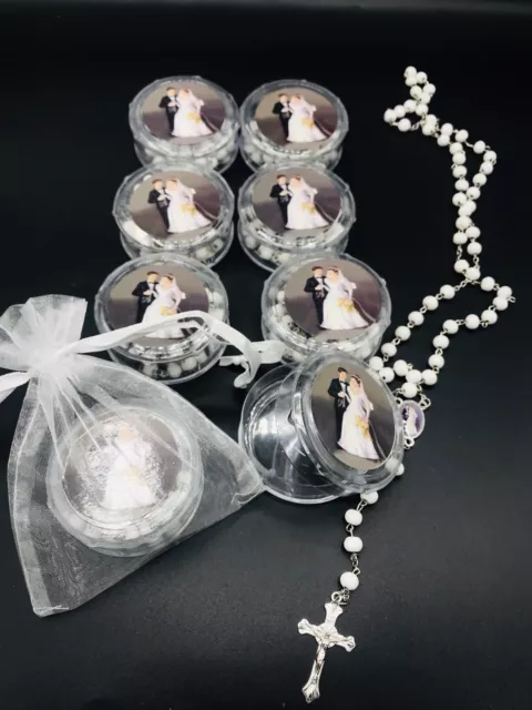 24 Wedding Favors Rosaries Cross White Party Recuerdos Para Boda Rosario Blanc