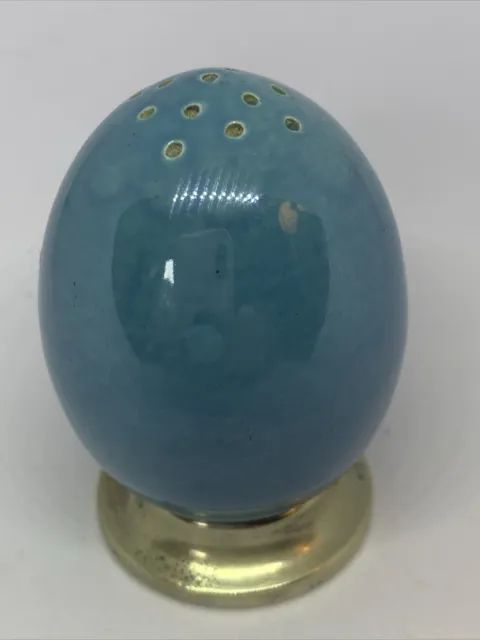 Mappin And Webb Turquoise Ceramic Egg Shaped Shaker Antique Vintage