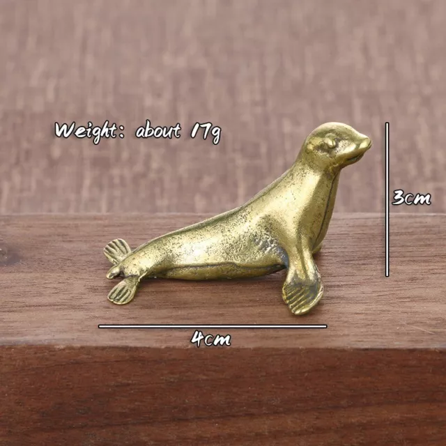 Pure Brass Sea Lion Figurine Sea Animal Seal Dolphin Statue Miniature Tea Pet
