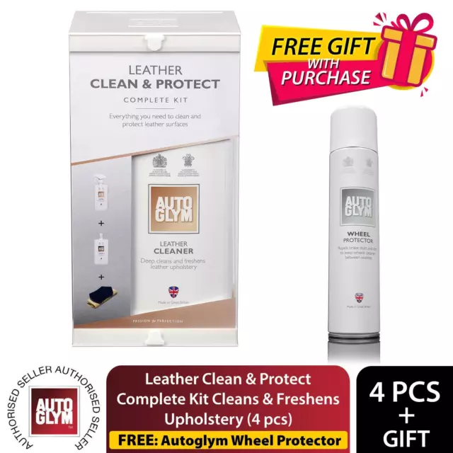 Autoglym Leather Clean & Protect Complete Kit Cleans & Freshens Upholstery, 4pcs