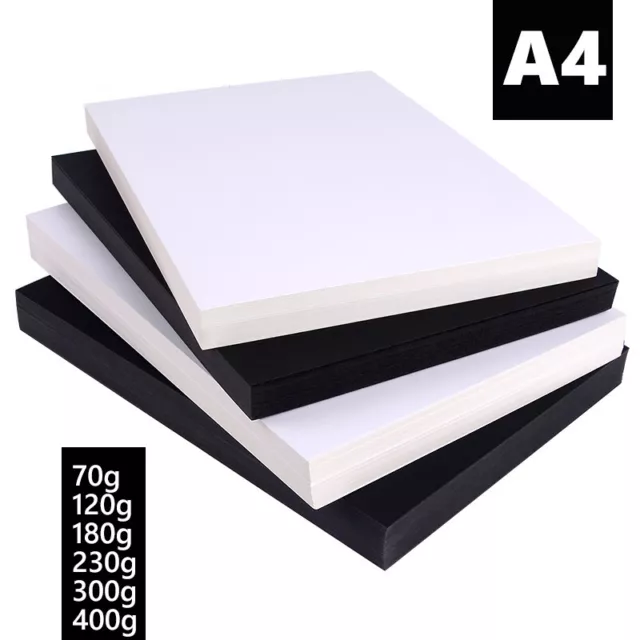 Black White A4 Craft Card Paper Sheets Thin Thick 70-400 GSM Printer Art DIY