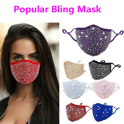 Rhinestone Face Mask Bling Glitter Fashion Fancy Going Out Reusable Face Cover
