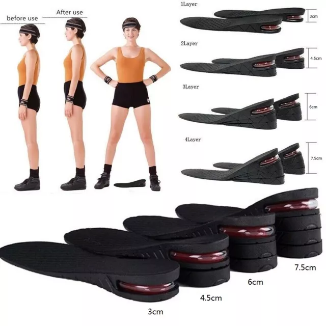 3-7.5cm Invisible Height Increase Insoles Height Lift Adjustable Heel Insert GRE