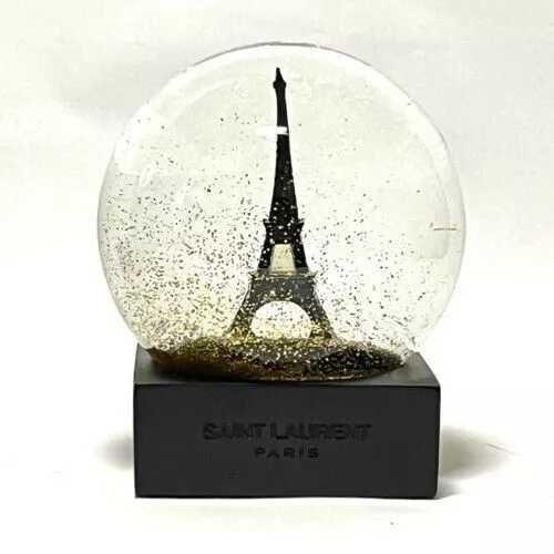 SAINT LAURENT Eiffelturm Schneekugel Klarglas Weihnachtsschmuck mit Box
