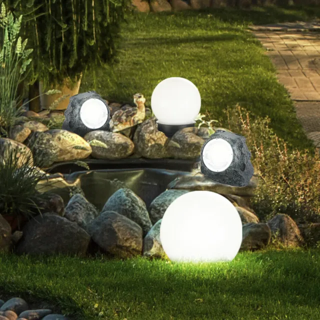 4x Lampe Solaire Jardin Feux de Route Sphérique Ampoule à Enficher Dekostein