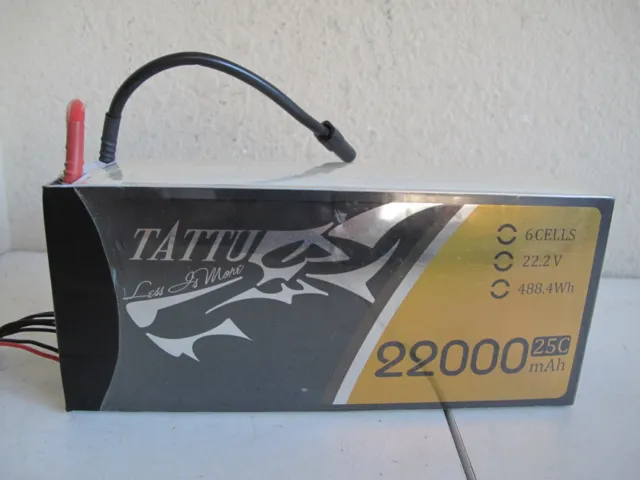 Paquete de baterías inteligentes Tattu 22000 mAh LiPo 22,2 V con enchufes AT150 + XT150