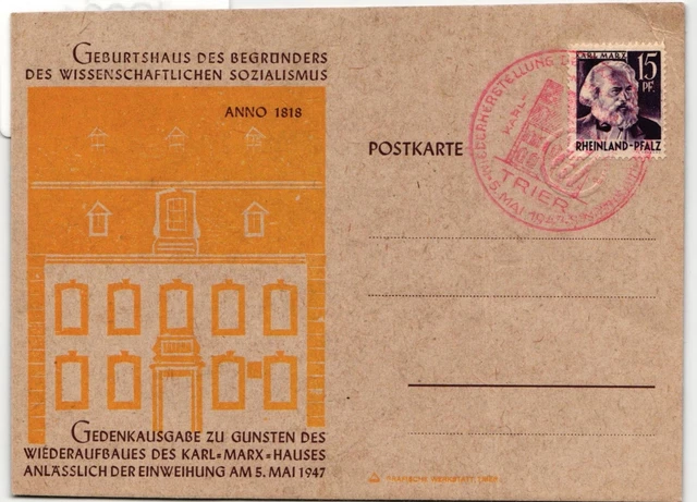 Französische Zone Rheinland-Pfalz 5 auf Postkarte #IS031