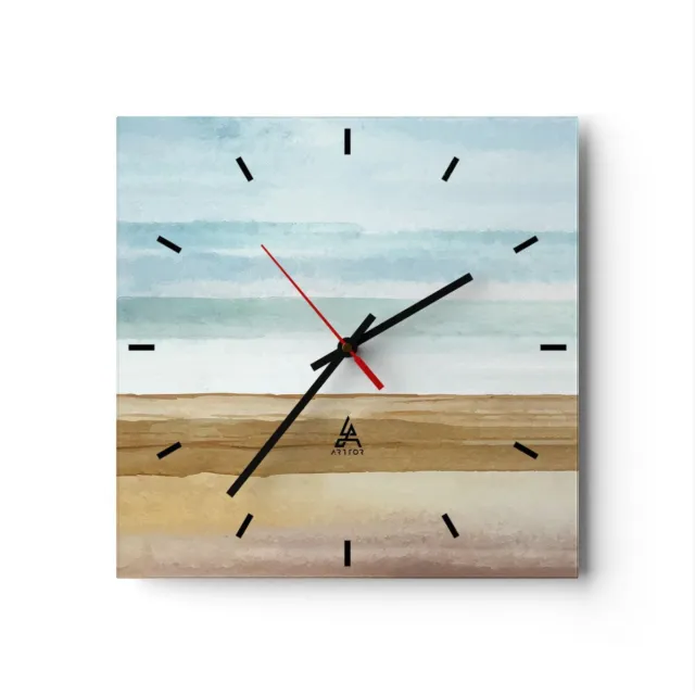 Horloge murale en verre 40x40cm Silencieuse Abstraction Ceintures Or Wall Clock