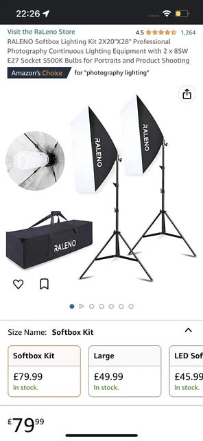 Kit de iluminación RALENO Softbox 2X20""X28"" iluminación fotográfica profesional