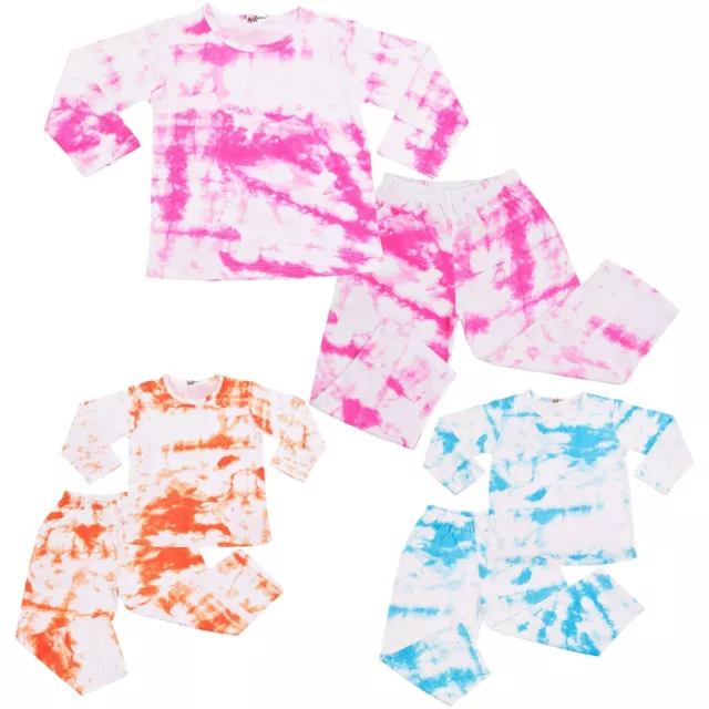 Kids Girls Colour Tie Dye Cosplay Pyjamas Loungewear PJs Childrens Gifts