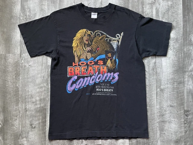 Vintage Hogs Breath Saloon Condom Shirt Motorcycle Biker Sex Funny 90s Vintage Hogs Breath Saloon Condom Shirt Motorcycle Biker Sex Funny 90s