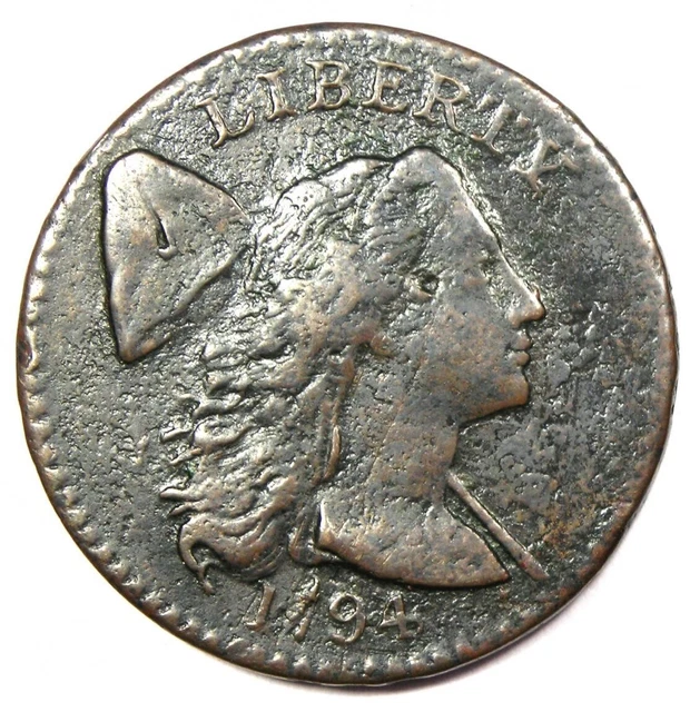 1794 Liberty Cap Large Cent 1C Coin - VF / XF Details - Rare Date!