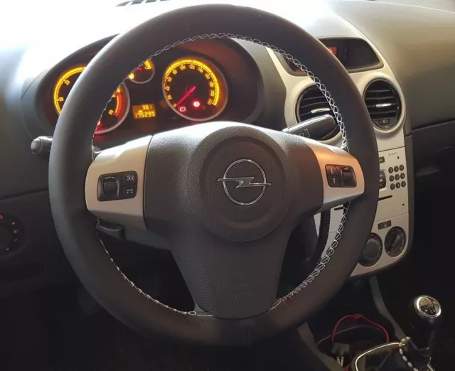 FOR VAUXHALL CORSA D Mk3 06-11 Italian Leather Steering Wheel Cover White  Stitch £24.05 - PicClick UK