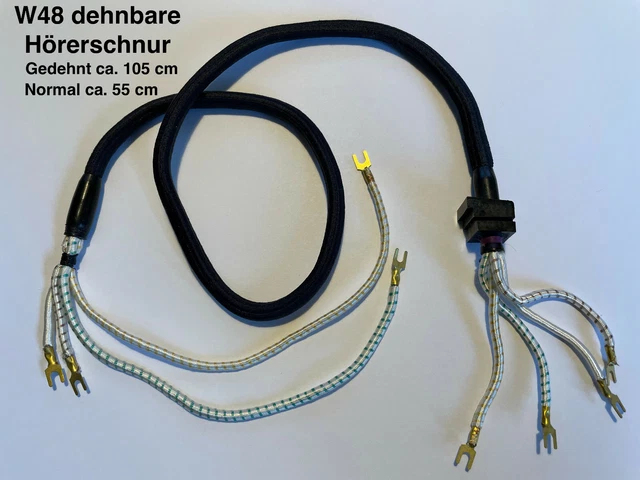W48 dehnbares Hörerkabel Hörerschnur schwarz original Vintage Lagerbestand